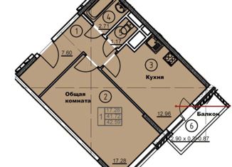 Однокомнатная квартира на продажу, 42.59 м2, рабочий посёлок Менделеево, улица Куйбышева, 24