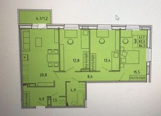 Продаю 3-ком. квартиру, 84 м2, Пермь, улица Карпинского, 14