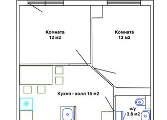 Продается 2-комнатная квартира, 42.9 м2, Пушкин, улица Архитектора Данини, 5, ЖК Самое Сердце