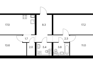 Продам трехкомнатную квартиру, 80.3 м2, Санкт-Петербург, ЖК Кантемировская 11