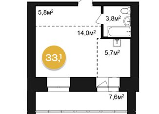 Продается однокомнатная квартира, 33.1 м2, Амурская область, Технический переулок, 84