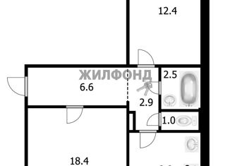 Продам 2-комнатную квартиру, 53 м2, Новосибирская область, Тульская улица, 152