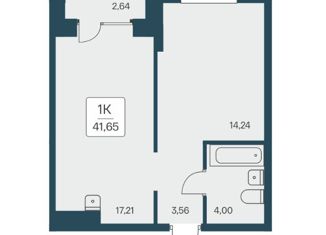 Продажа 1-комнатной квартиры, 41.65 м2, Новосибирск