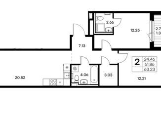 Продажа 2-комнатной квартиры, 63.23 м2, городской посёлок Новоселье, Большая Балтийская улица, 6