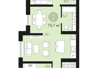 Продается 2-ком. квартира, 79.7 м2, Екатеринбург, Печёрская улица, 4, Печерская улица