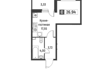 Продается квартира студия, 25.27 м2, Мурино, Екатерининская улица, 18/3