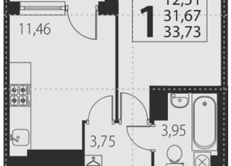 Продается однокомнатная квартира, 31.7 м2, посёлок Парголово, ЖК Континенты, улица Архитектора Белова, 9