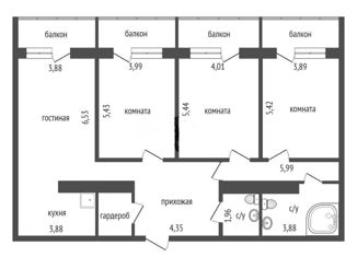 Продам 3-комнатную квартиру, 130.1 м2, Красноярск, Светлогорский переулок, 10Г