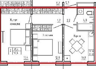 Продаю 2-ком. квартиру, 51.6 м2, Киров, Прибрежный бульвар, 2, ЖК Ривер Парк