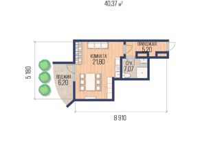 Квартира на продажу студия, 37.2 м2, Санкт-Петербург, улица Прокофьева, 7к2, метро Парнас