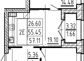 2-комнатная квартира на продажу, 57 м2, Санкт-Петербург, улица Академика Константинова, 1к2, улица Академика Константинова