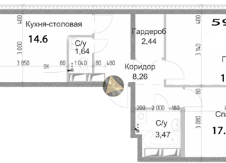 Продам 2-ком. квартиру, 59.66 м2, Санкт-Петербург, Студенческая улица, 14к1, Студенческая улица