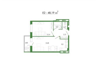 Продажа двухкомнатной квартиры, 48.2 м2, Ростов-на-Дону, Днепровский переулок, 117с2, ЖК Днепровская Роща