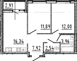 Продажа 2-ком. квартиры, 57.6 м2, Ленинградская область, улица Первых, 4к3