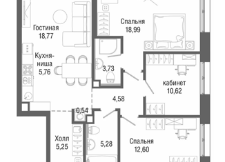 3-комнатная квартира на продажу, 82 м2, Москва, ЖК Селигер Сити, Ильменский проезд, 14к1