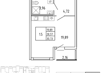 Продажа квартиры студии, 28.2 м2, деревня Новосаратовка, улица Первых, 4к3