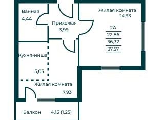 Продажа 2-комнатной квартиры, 37.57 м2, Свердловская область, Трудовая улица
