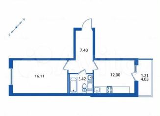 Продается 1-комнатная квартира, 39.1 м2, Санкт-Петербург, проспект Авиаконструкторов, 61, метро Комендантский проспект