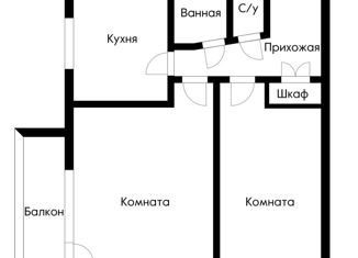 2-комнатная квартира на продажу, 42.4 м2, посёлок городского типа Яблоновский, Железнодорожная улица, 7Б