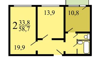 Продаю 2-комнатную квартиру, 59 м2, Москва, Алтуфьевское шоссе, 89, метро Алтуфьево
