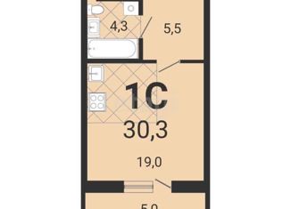 Продаю квартиру студию, 30.3 м2, Новосибирск, улица Серафимовича, 12с, улица Серафимовича