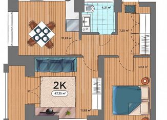 2-комнатная квартира на продажу, 47.35 м2, Новосибирск, ЖК Смарт Авеню, улица Кирова, 274
