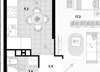 Однокомнатная квартира на продажу, 35 м2, Краснодар, улица Героя Пешкова, 14к2, ЖК Парк Победы