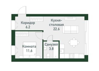 Продается 1-ком. квартира, 38.8 м2, Челябинская область, Спортивная улица, 22
