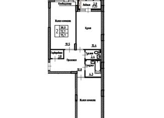 Продаю 2-ком. квартиру, 75.7 м2, Воронеж, улица Берёзовая Роща, 4Ак2, ЖК Легенда парк