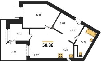 Продаю однокомнатную квартиру, 50.36 м2, Екатеринбург, Академический район, Удельная улица, 1/1