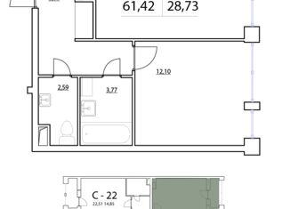 Продается 2-комнатная квартира, 61.7 м2, Санкт-Петербург, Планерная улица, 89, ЖК Нью Тайм