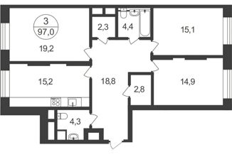 Сдаю трехкомнатную квартиру, 97 м2, Московский, улица Никитина, 11к4, ЖК Первый Московский