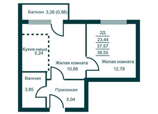 2-ком. квартира на продажу, 38.55 м2, Свердловская область, Трудовая улица