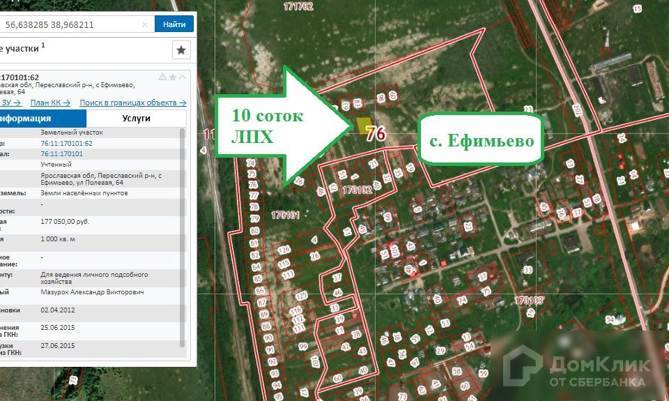 Кадастровая карта богородского района село ефимьево